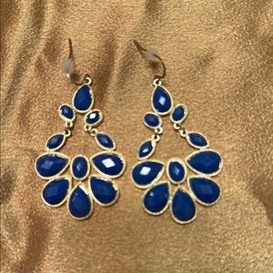Elegant Blue and Gold Teardrop Earrings